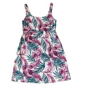 TOMMY BAHAMA Dress Blue Purple Peacock Bird Feathers Sleeveless Hawaiian XXS/TTP